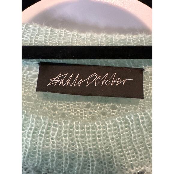 RARE Anna October Mint Green Pink Ruffle Wool Blend Sweater Size Small - Picture 4 of 11